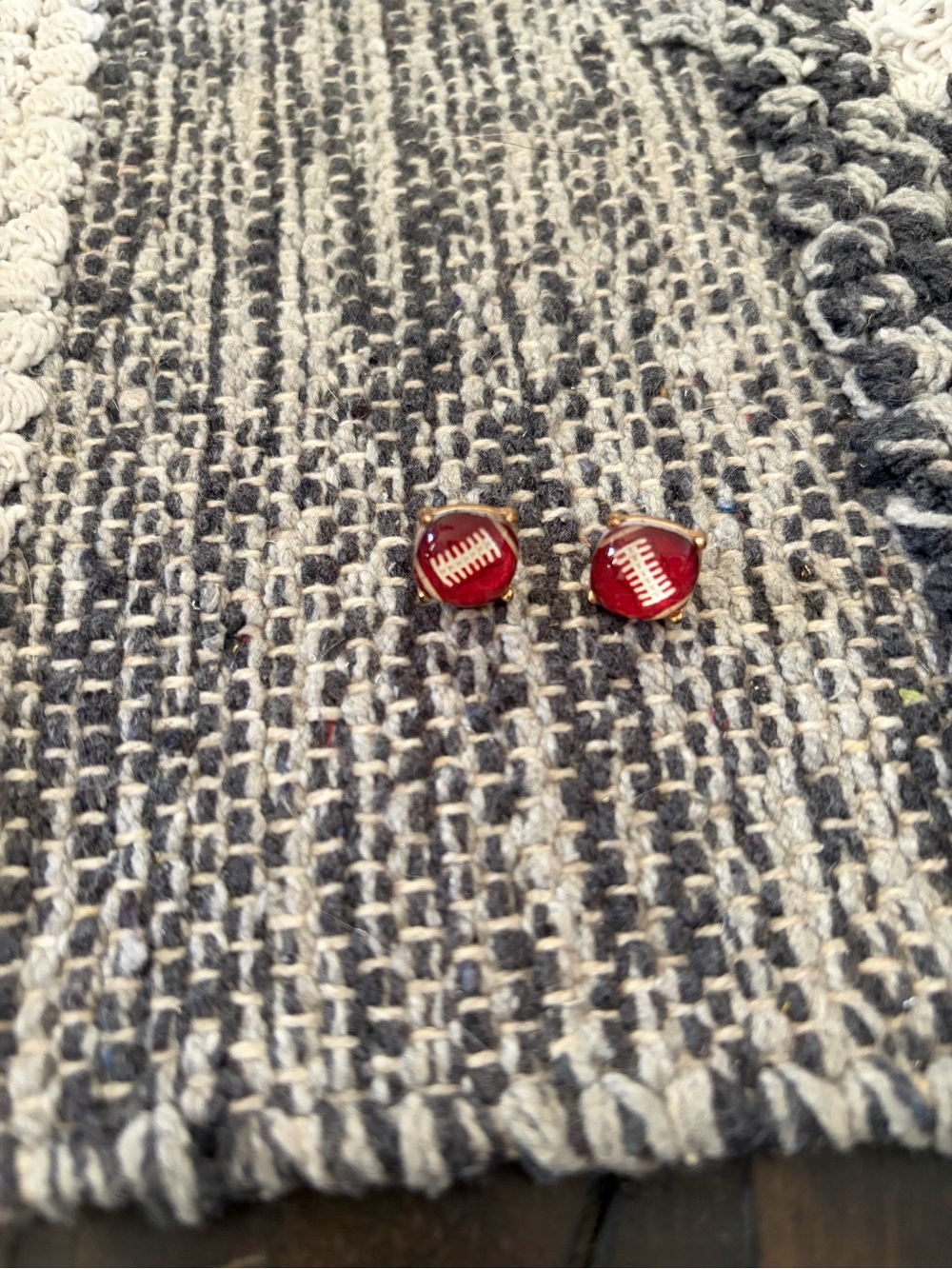 Plunder Red Football Stud Earrings